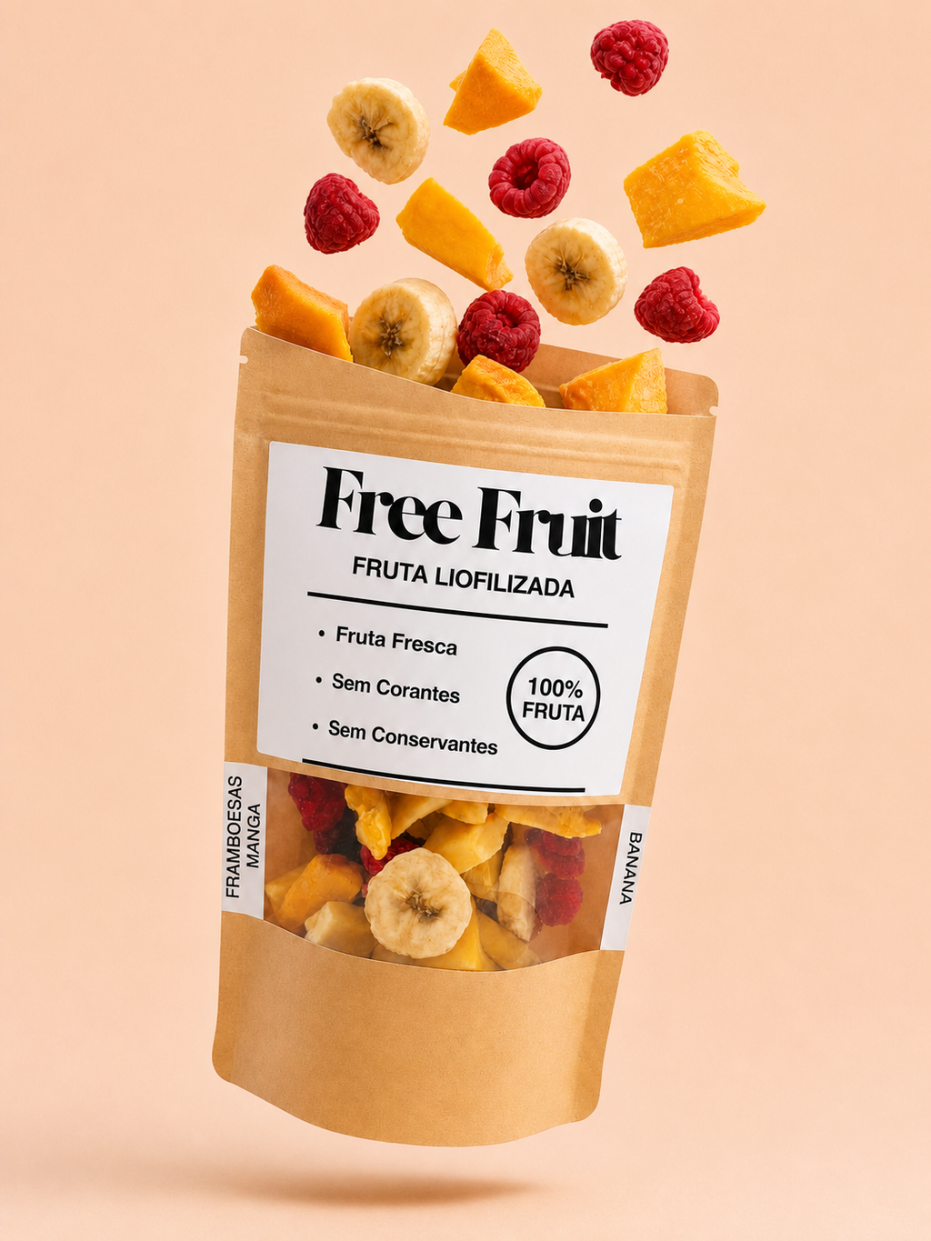 Banana, Framboesa e Manga Liofilizados (100% fruta)