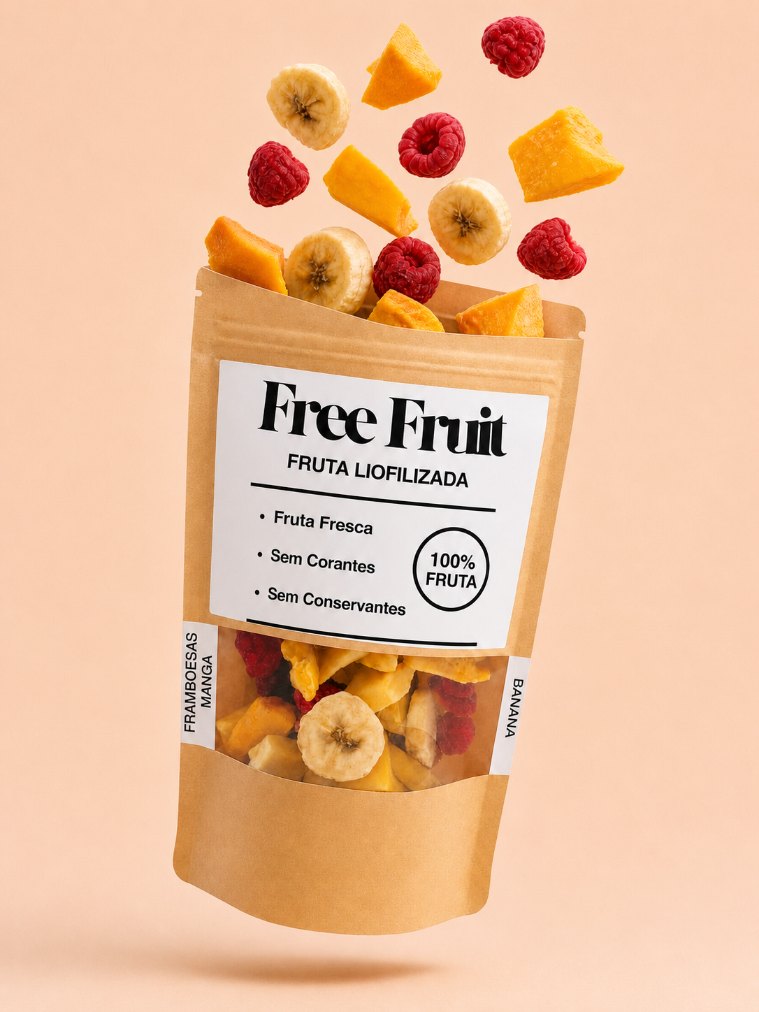 Banana, Framboesa e Manga Liofilizados (100% fruta)