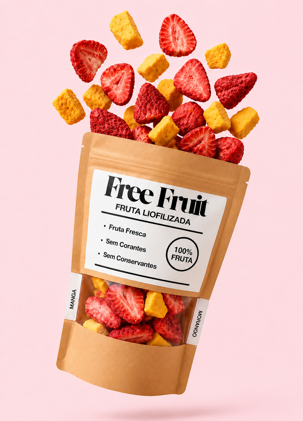 Morango e Manga liofilizados (100% fruta)