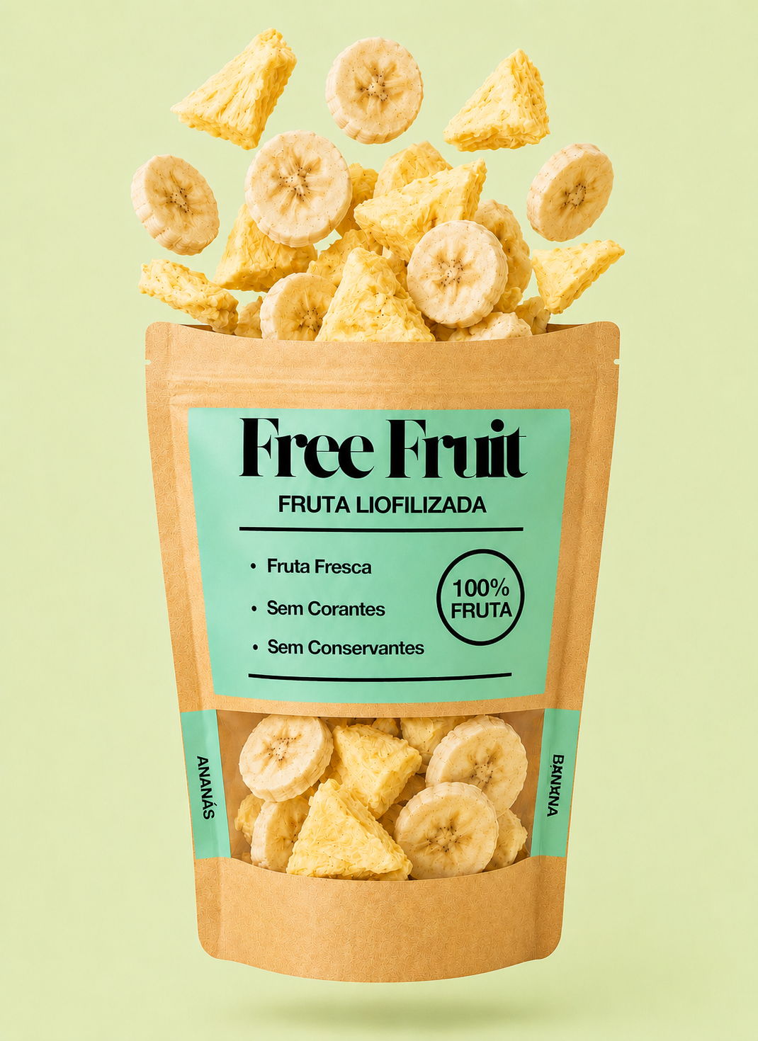 Banana e Ananás liofilizados (100%fruta)