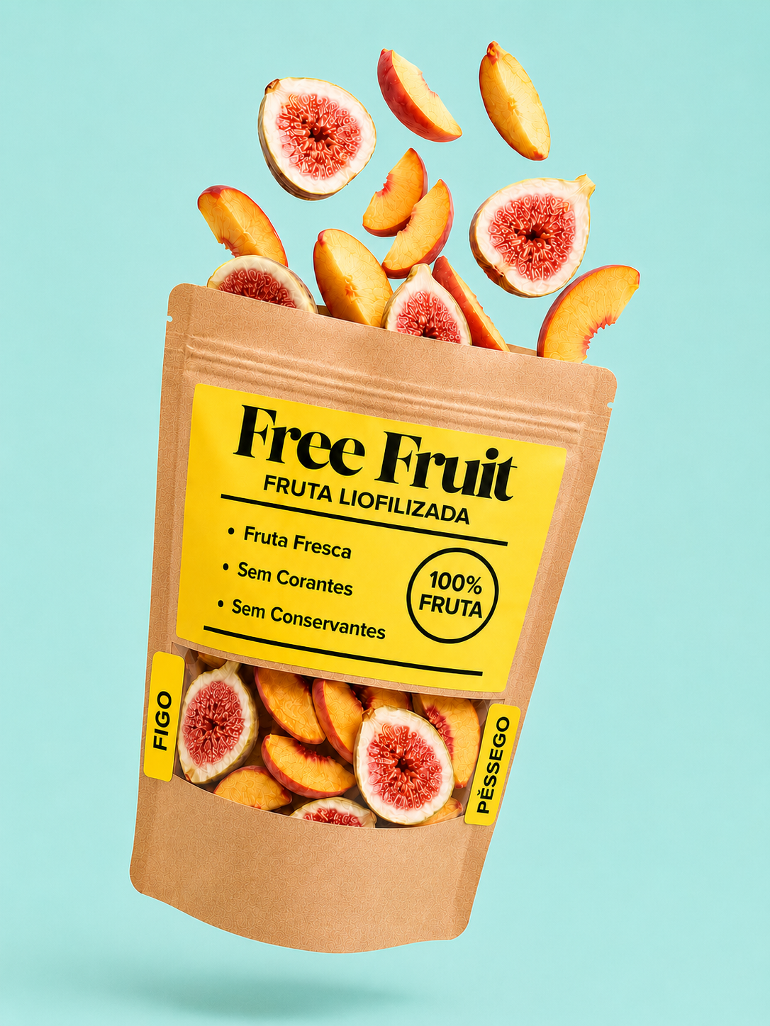 Figo e Pêssego Liofilizados (100% fruta