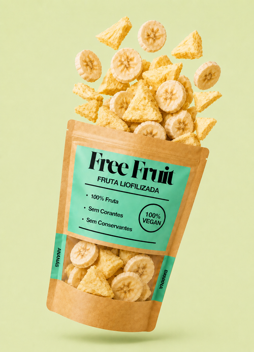 Embalagem de banana e ananás liofilizados Free Fruit – 100% fruta natural
