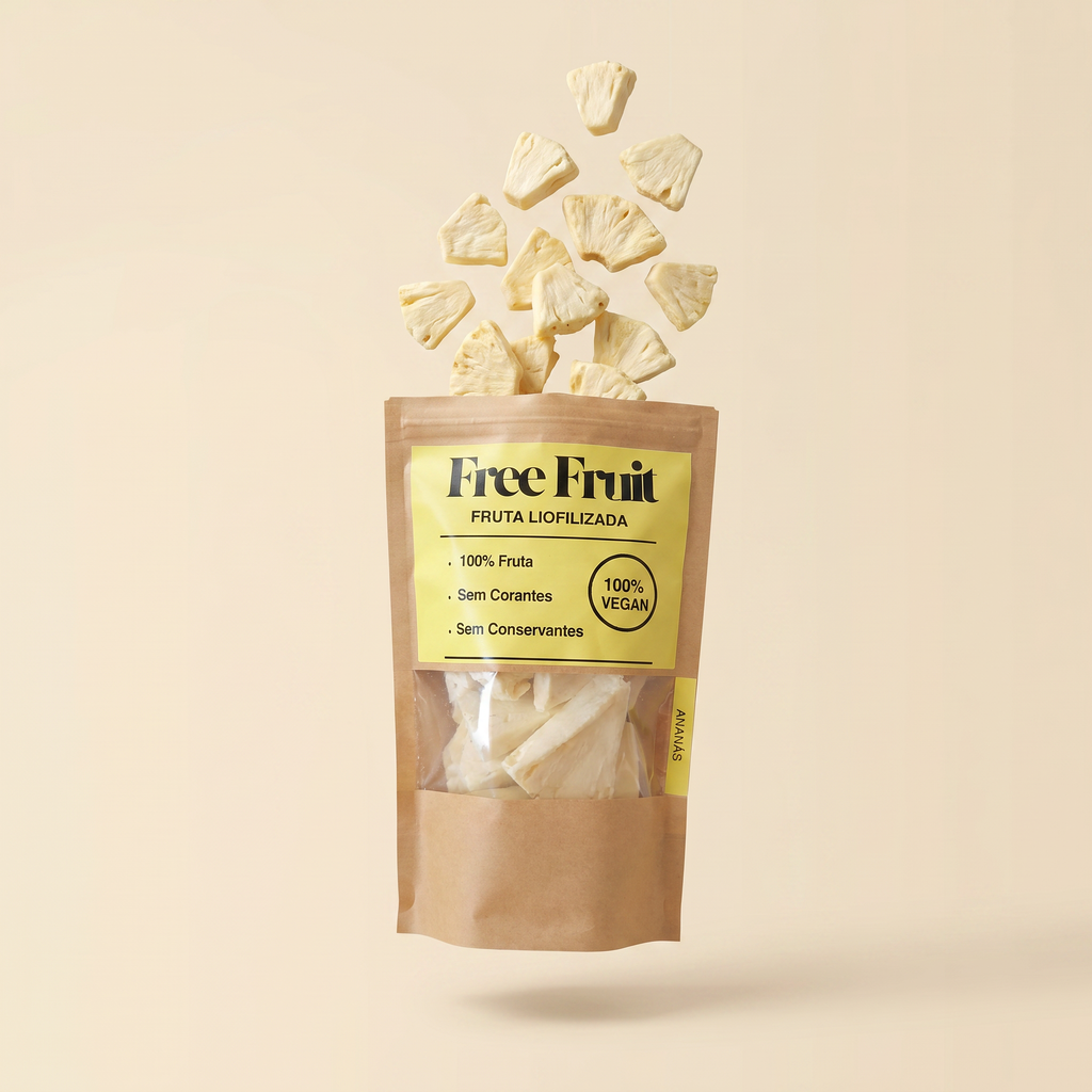 Embalagem de ananás liofilizado Free Fruit  – 100% fruta