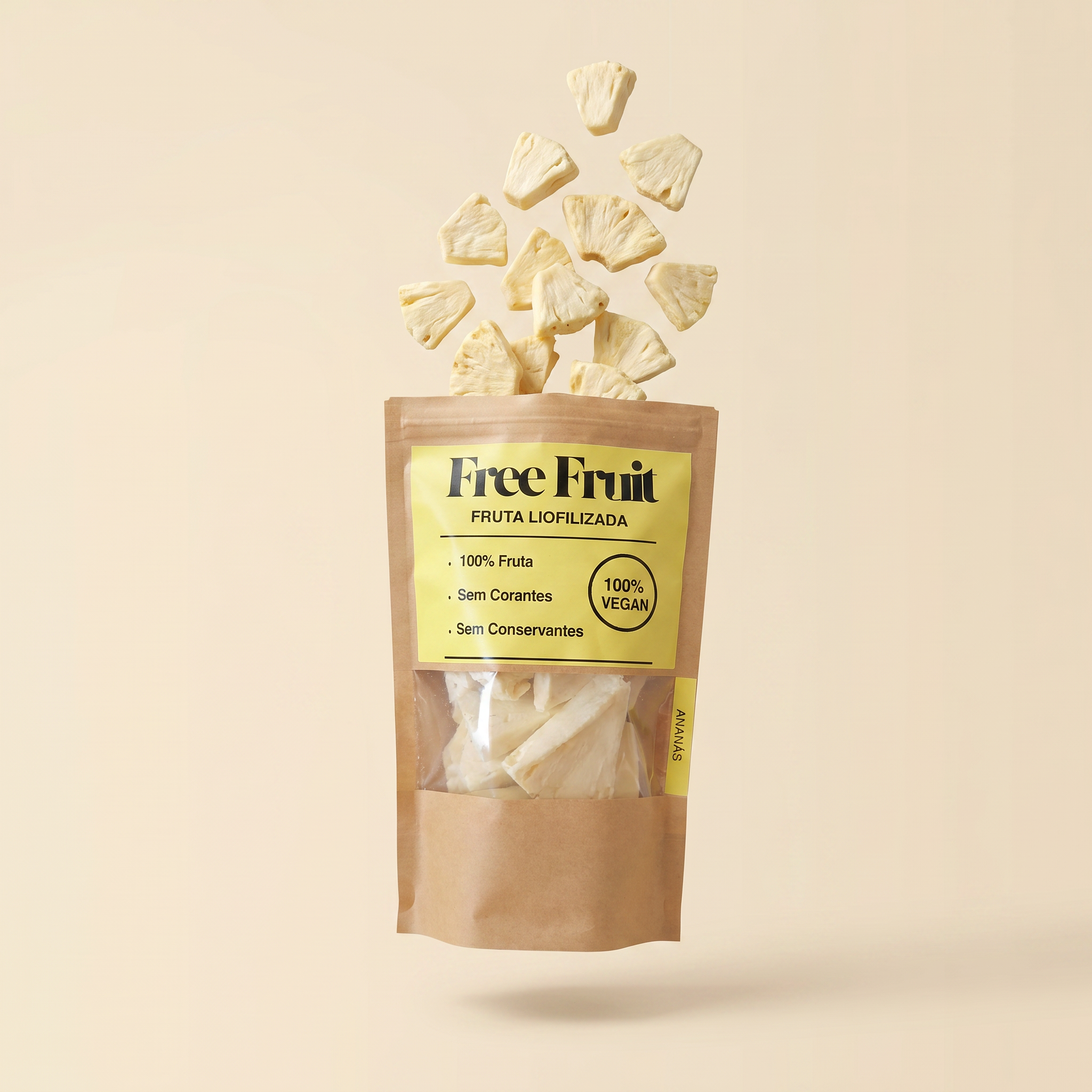 Embalagem de ananás liofilizado Free Fruit  – 100% fruta