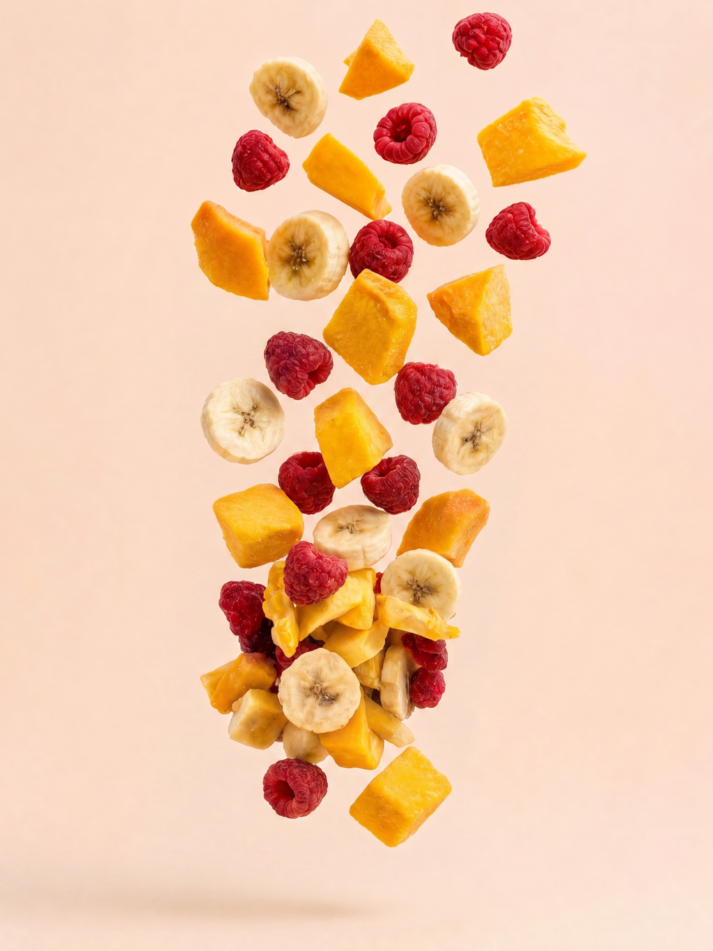 Banana, framboesa e manga liofilizados Free Fruit – mix tropical 100% fruta
