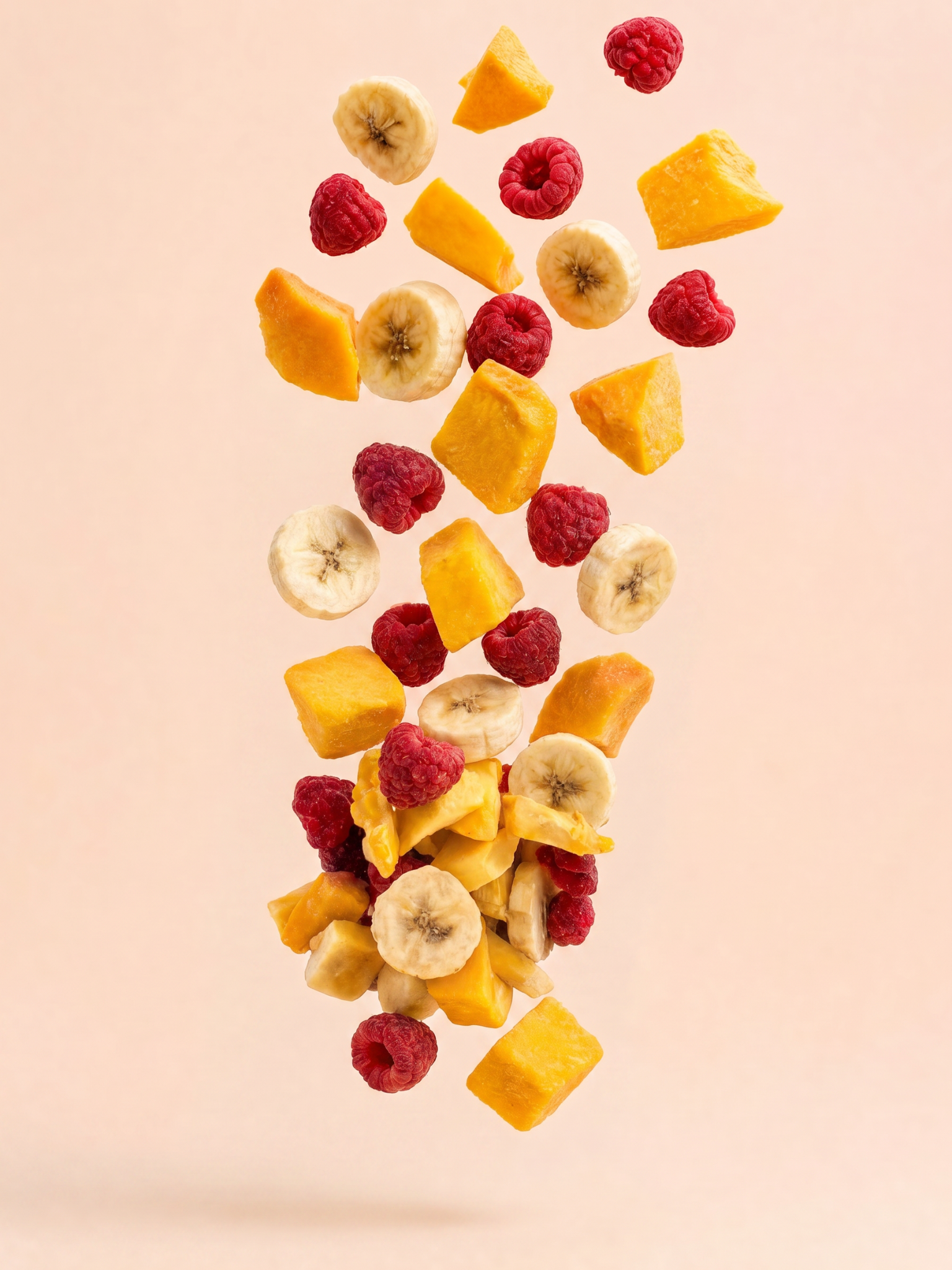 Banana, framboesa e manga liofilizados Free Fruit – mix tropical 100% fruta