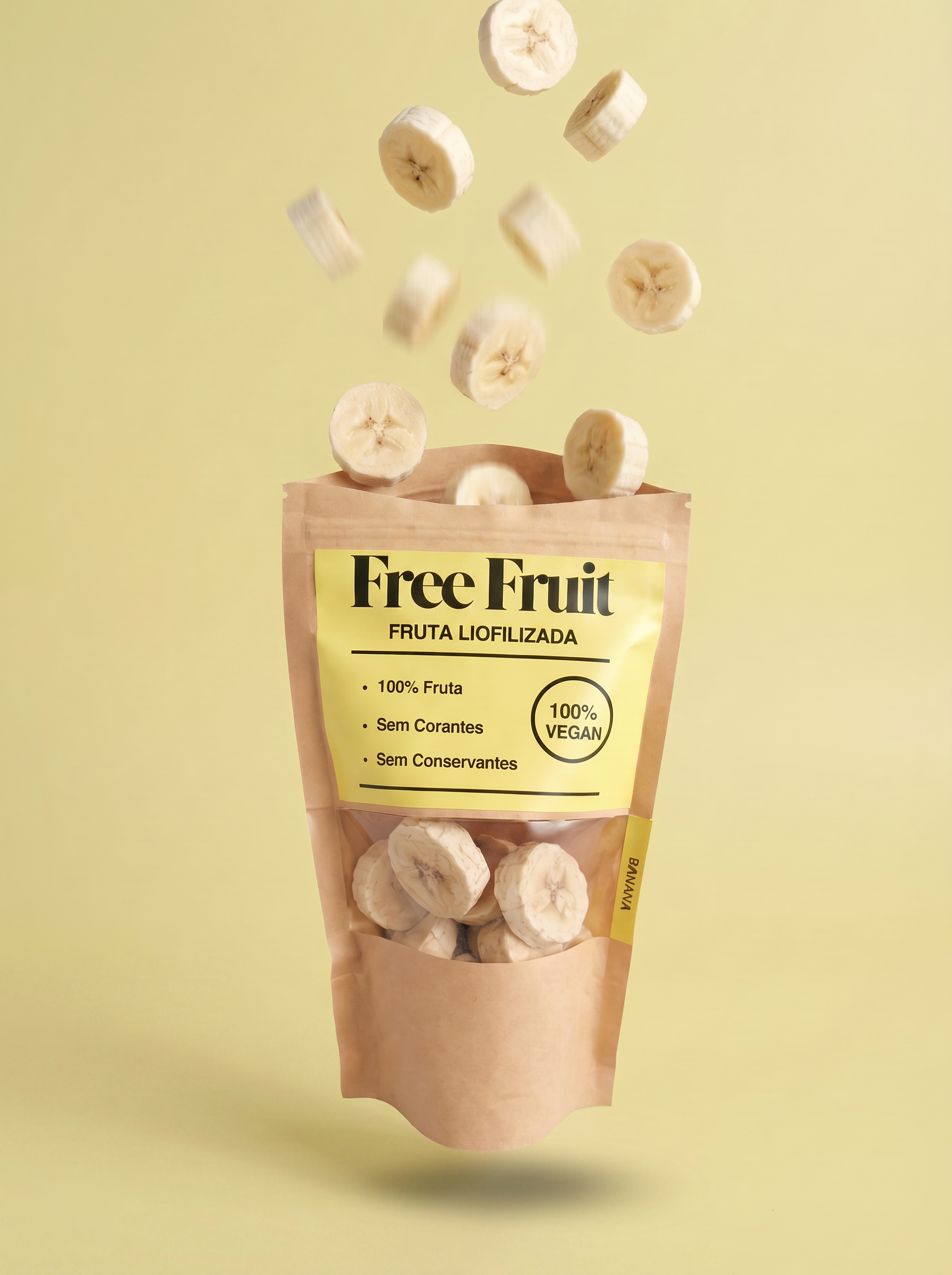Embalagem de banana liofilizada Free Fruit – 100% fruta natural