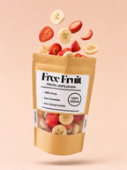 Embalagem aberta de banana e morango liofilizados Free Fruit 