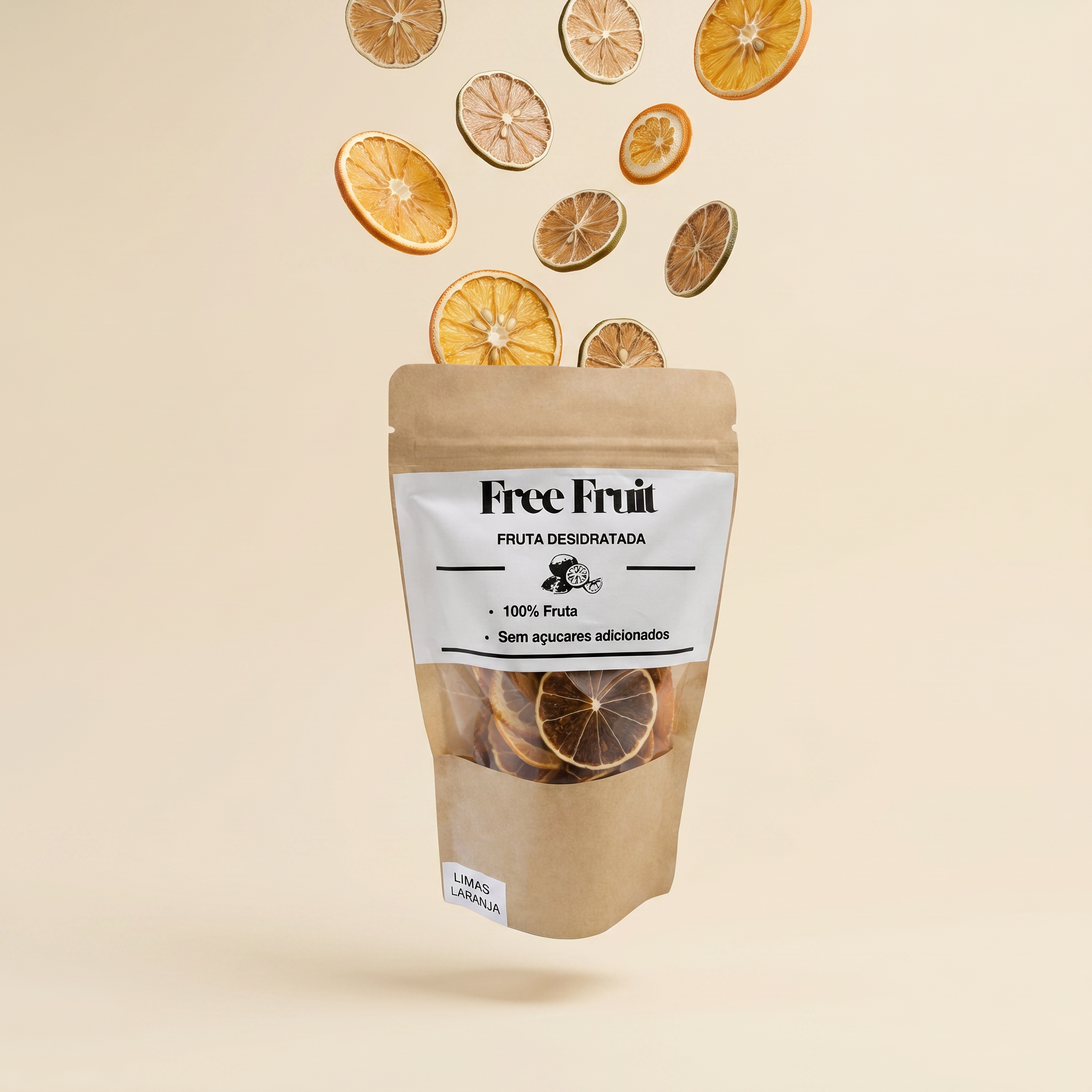 Embalagem premium de limão e laranja desidratados Free Fruit 