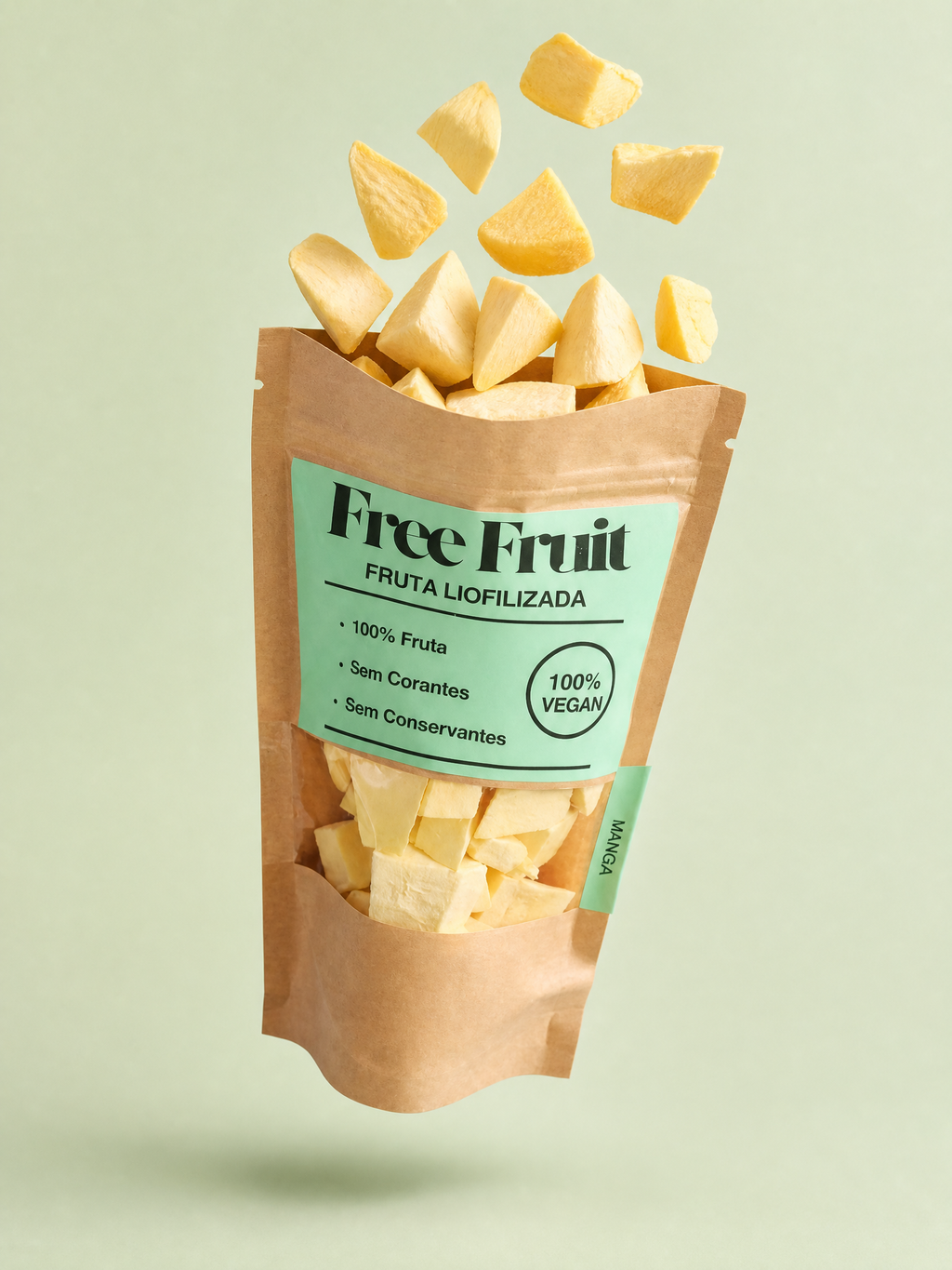 Embalagem aberta de manga liofilizada Free Fruit com fruta  – 100% fruta