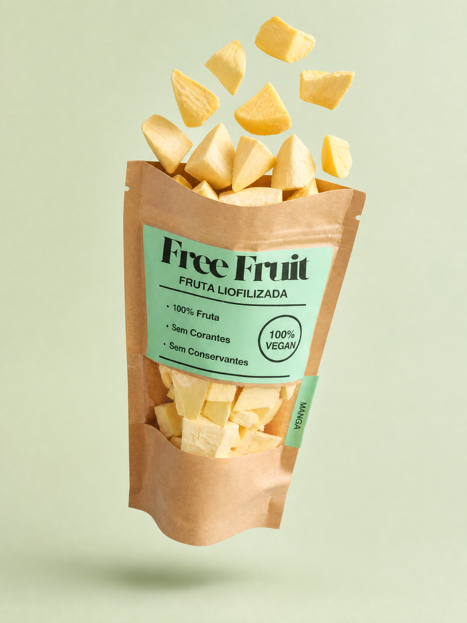 Embalagem aberta de manga liofilizada Free Fruit com fruta  – 100% fruta