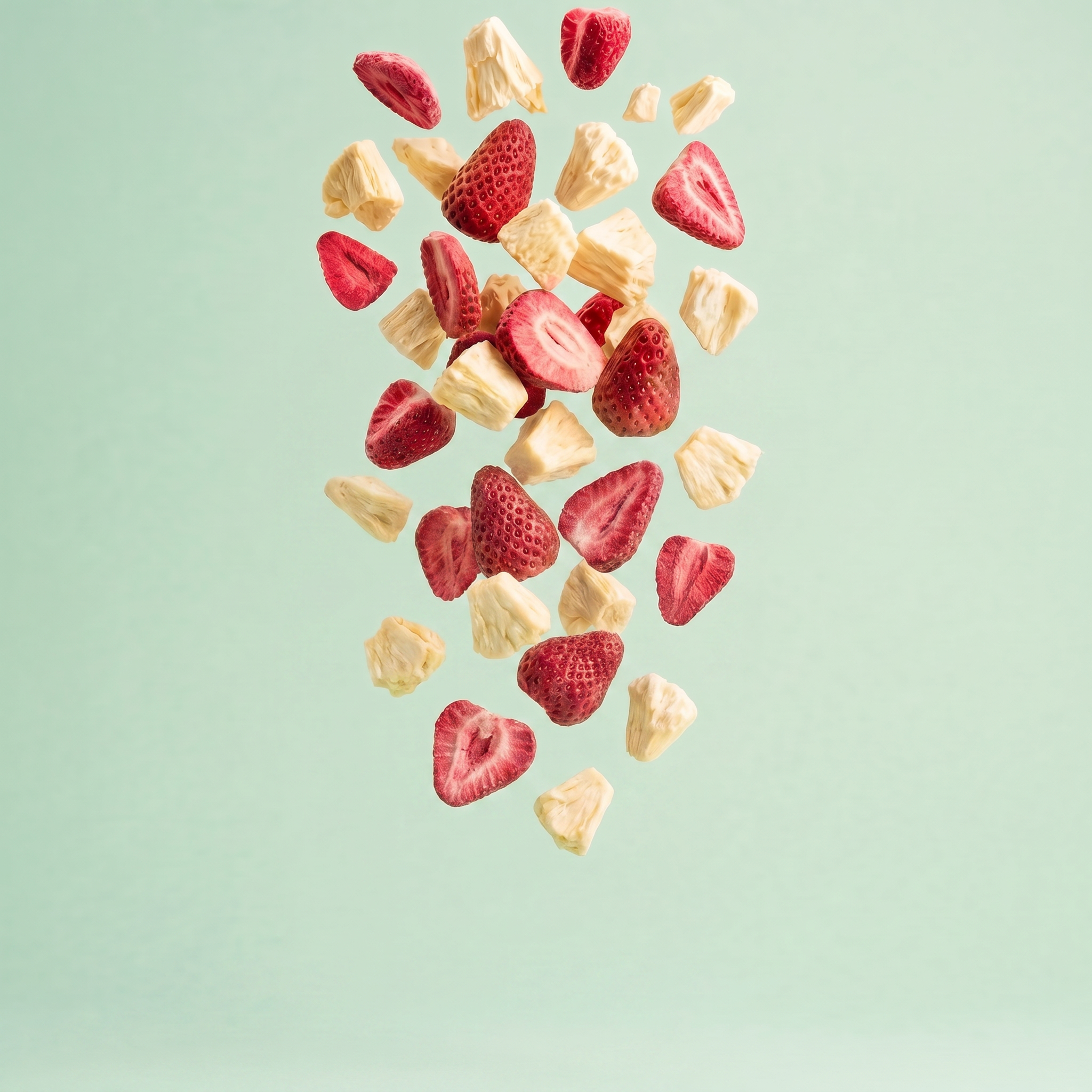 Morango e ananás liofilizados Free Fruit – snack de fruta sem açúcar adicionado